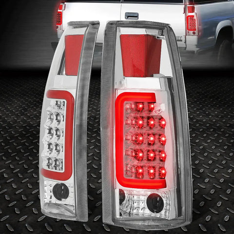 [Red 3D Led C-Bar]88-00 Chevy Gmc C/K Pickup Tail Light Brake Lamp Chrome Speed Daddy