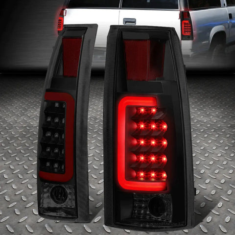 [Red 3D Led C-Bar]88-00 Chevy Gmc C/K Pickup Tail Light Brake Lamp Tinted Speed Daddy