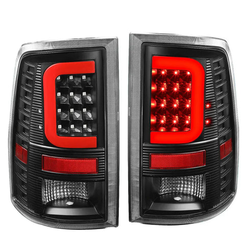 [Red C-Streak 3D Led]2009-2017 Dodge Ram Black Housing Parking Tail Light DNA MOTORING