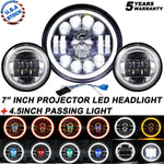 Rgb 7 Inch Led Headlight+ 4.5" Fog Light For Yamaha V-Star Road Star Motorcycle EB-DRP