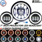 Rgb 7Inch Motorcycle Led Headlight+ 4.5" Passing Light For Harley Electra Glide EB-DRP