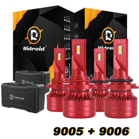 Ridroid 9005 H11 Led Headlight Bulbs Kit High + Low Beam Combo 6500K Canbus 240W EB-DRP