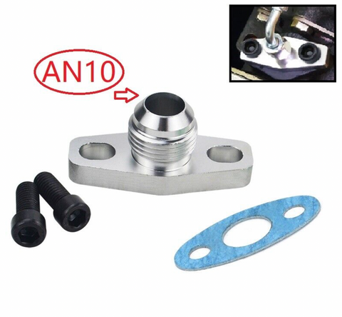 Billet Turbo Oil Drain Return Adapter Flange with Gasket 10AN Garret T3 T4 GT40 GT28 GT30 GT35 JackSpania Racing