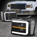 [Sequential Signal 3D Led Drl]07-14 Sierra Black/Clear Porjector Headlights Speed Daddy