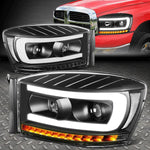 [Sequential Signal]06-09 Dodge Ram Led Drl Projector Headlights Black/Clear Speed Daddy