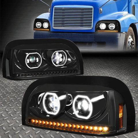 [Sequential Signal]96-10 Freightliner Century Led Projector Headlight Black Speed Daddy