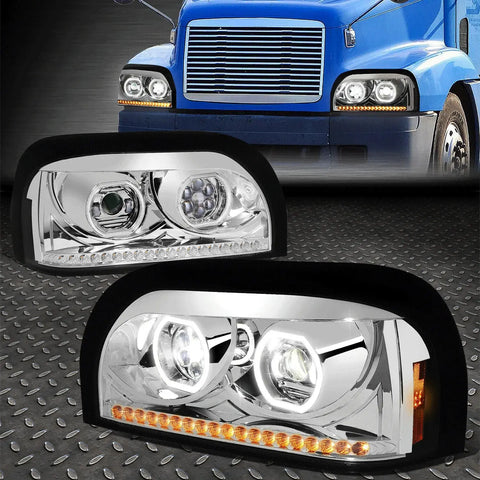 [Sequential Signal]96-10 Freightliner Century Led Projector Headlight Chrome Speed Daddy