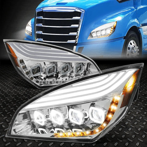 [Sequential Turn Signal] 18-21 Cascadia Quad Led Halo Projector Headlights Speed Daddy