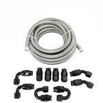 Silver 6An -6An Stainless Steel Ptfe Fuel Line 20Ft 10 Fittings Hose Kit E85 BLACKHORSERACING