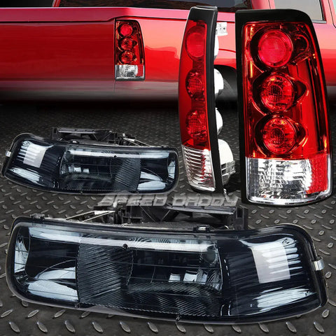 Smoke Crystal Headlight+Chrome Altezza Rear Tail Light 99-02 Chevy Silverado Speed Daddy