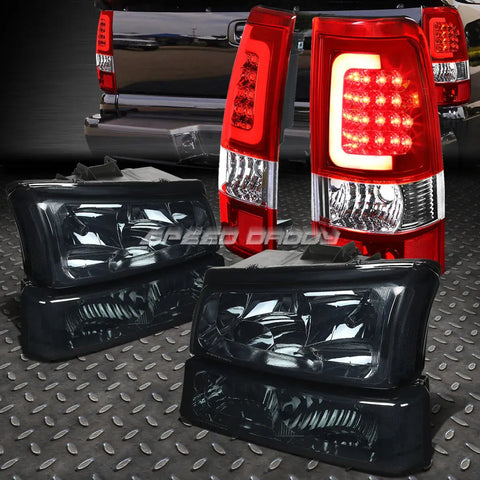 Smoked Headlight+Clear Signal+Red 3D Optic Led Tail Light 03-07 Silverado Speed Daddy