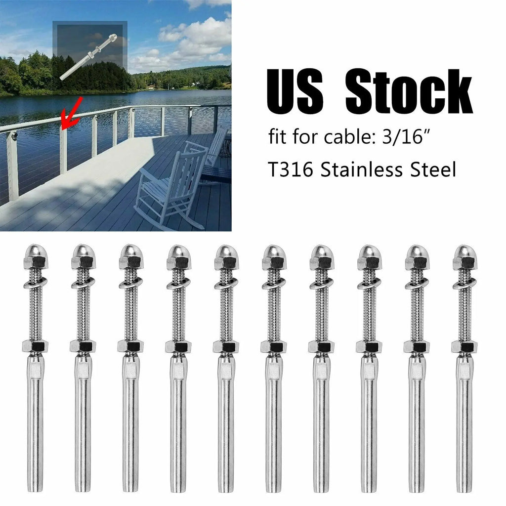 Stainless Steel T316 Swage Threaded Tensioner End Fittings 3/16" Cable ...