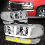 [Switchback F-Led Drl Turn Signal]99-07 Sierra 1500-3500 Headlights Chrome Speed Daddy