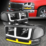 [Switchback F-Led Drl Turn Signal]99-07 Sierra Yukon Headlights Black/Clear Speed Daddy