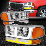 [Switchback F-Led Drl Turn Signal]99-07 Sierra Yukon Headlights Chrome/Amber Speed Daddy