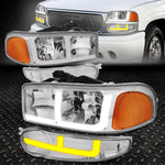 [Switchback F-Led Drl]01-06 Yukon Denali Headlight Bumper Lamp Chrome/Amber Speed Daddy