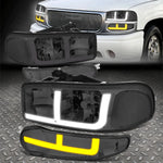 [Switchback F-Led Drl]01-07 Sierra 1500 Denali Headlight Bumper Lamps Smoked Speed Daddy