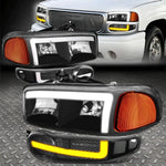 [Switchback L-Led Drl]01-07 Gmc Sierra 1500 C3 Denali Headlight Bumper Lamps Speed Daddy