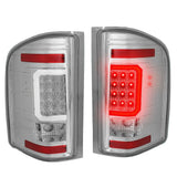 [Tron Style] 07-14 Silverado 3D Led C-Bar Chrome Clear Tail Light Brake Lamp DNA MOTORING