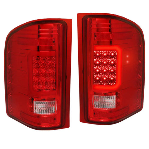 [Tron Style] 07-14 Silverado 3D Led C-Bar Chrome Red Tail Light Brake Lamp DNA MOTORING