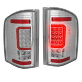 [Tron Style] 07-14 Silverado 3D Led Red C-Bar Chrome Clear Tail Brake Light DNA MOTORING