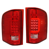 [Tron Style] 07-14 Silverado 3D Led Red C-Bar Chrome Red Tail Brake Light DNA MOTORING