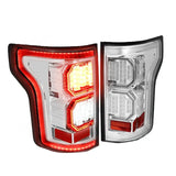 [Tron Style]15-17 F150 Chrome Clear Dual 3D Led C-Streak Bar Tail Light Lamp DNA MOTORING