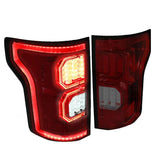 [Tron Style]15-17 F150 Red Smoked Dual 3D Led C-Streak Bar Tail Light Lamp DNA MOTORING