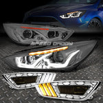 [U-Halo]Smoked Amber Led Projector Headlights+Chrome Fog Light 15-17 Focus Speed Daddy