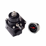 Universal Adjustable Fuel Pressure Regulator+100Psi Gauge Kit 6An Fitting End BLACKHORSERACING
