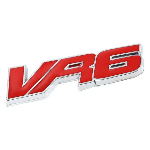 Vw Vr6 Golf/Jetta Stick On 3D Chrome Red Auto Metal Emblem Trim Badge Logo DNA MOTORING