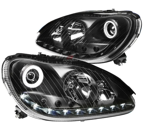 W220 00-06 Mercedes Benz S-Class Black Halo Projector Led Signal Headlight DNA MOTORING