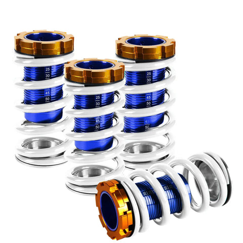 White Adjustable 1-4" Blue Scale Suspension Coilover Spring 88-00 Eg Ek Dc DNA MOTORING