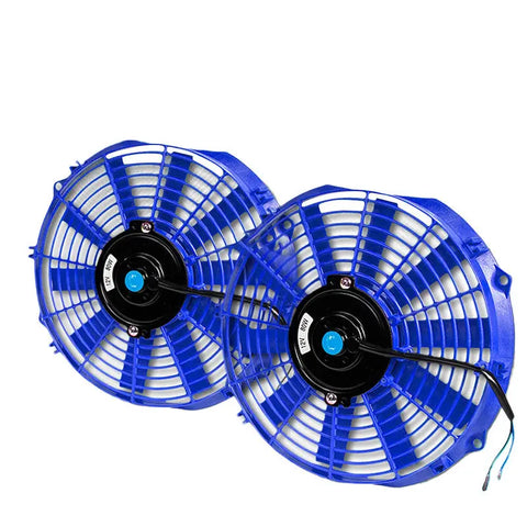 X2 12" 12V ELECTRIC SLIM PUSH/PULL BLUE ENGINE COOLING/RADIATOR FAN+MOUNTING KIT DNA MOTORING