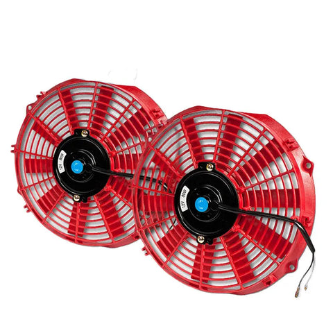 X2 12" 12V ELECTRIC SLIM PUSH/PULL RED ENGINE COOLING/RADIATOR FAN+MOUNTING KIT DNA MOTORING