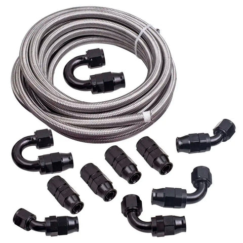 Stainless Steel PTFE Fuel Line 20FT Fitting Hose Kit Black MAXPEEDINGRODS UK