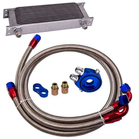 Universal 13-Row 10AN Engine Transmission Oil Cooler Kit + hose oil lines MAXPEEDINGRODS UK