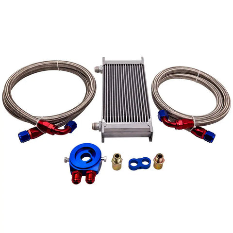 01EGD006BBL 19 Row 10AN Universal Engine Transmission Oil Cooler+Filter Adapter MAXPEEDINGRODS UK